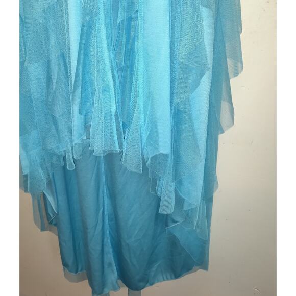 Vintage Y2K Aqua Deb Store Dress 1X Strapless Tulle Hi Low Prom Formal Cruise - Picture 4 of 16